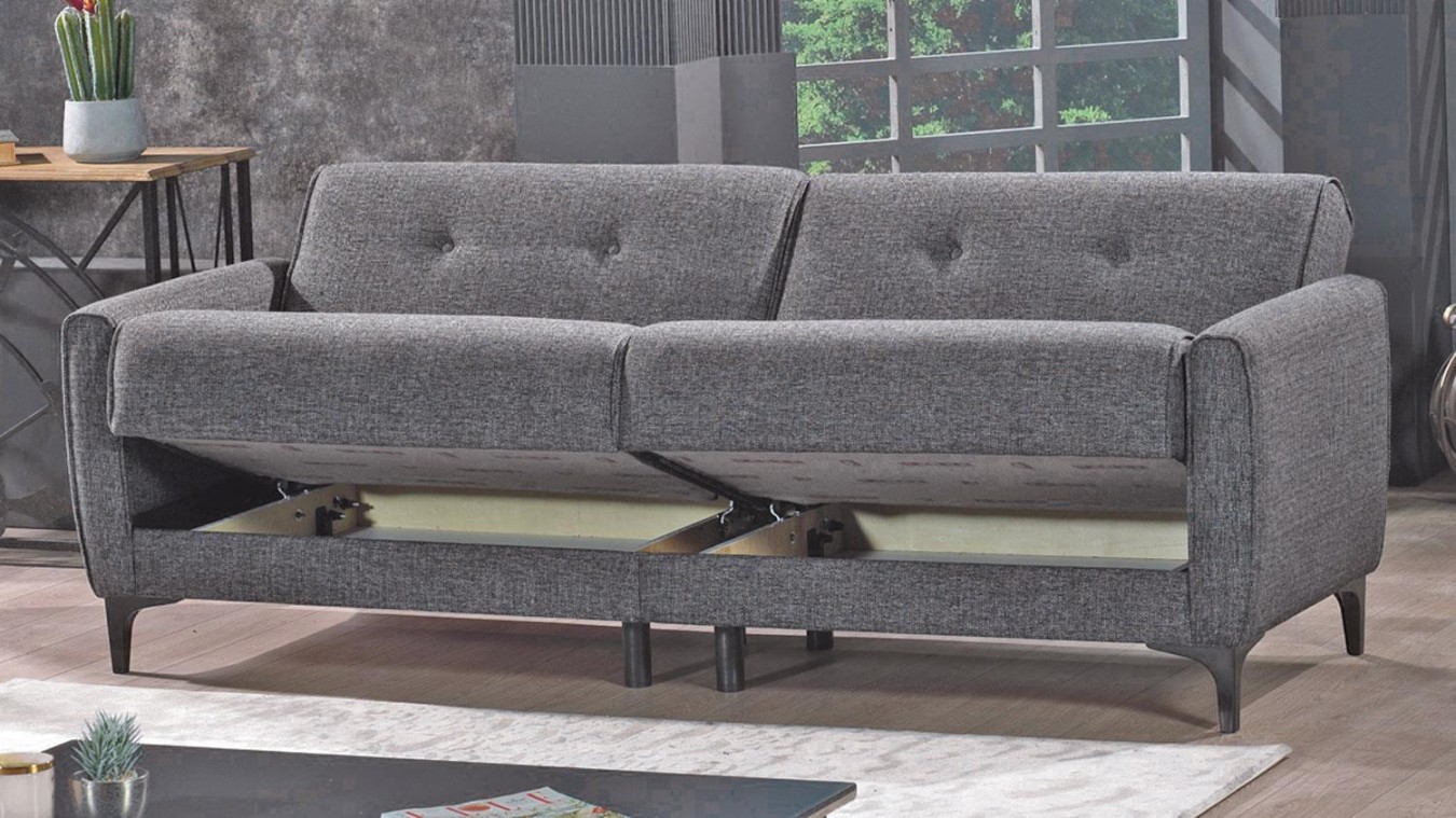 -Sitzer Sofa Schlafsofa PRATICA Couch mit Bettfunktion grau